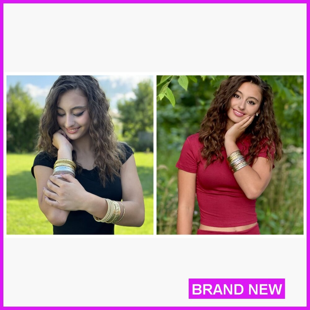 Stackable Textured Bangle Bracelets Set Boho Chic… - image 6